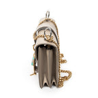 Shoulder Bag Aby Lock Chain Crossbody Taupe Goatskin Leather