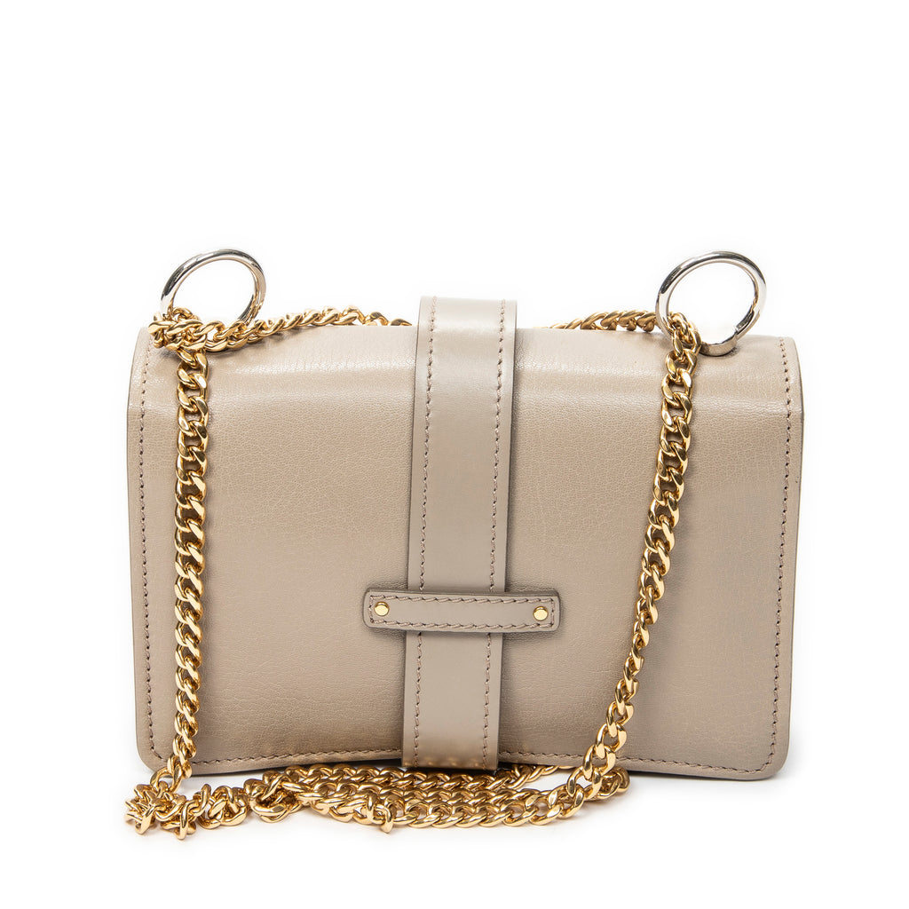 Shoulder Bag Aby Lock Chain Crossbody Taupe Goatskin Leather