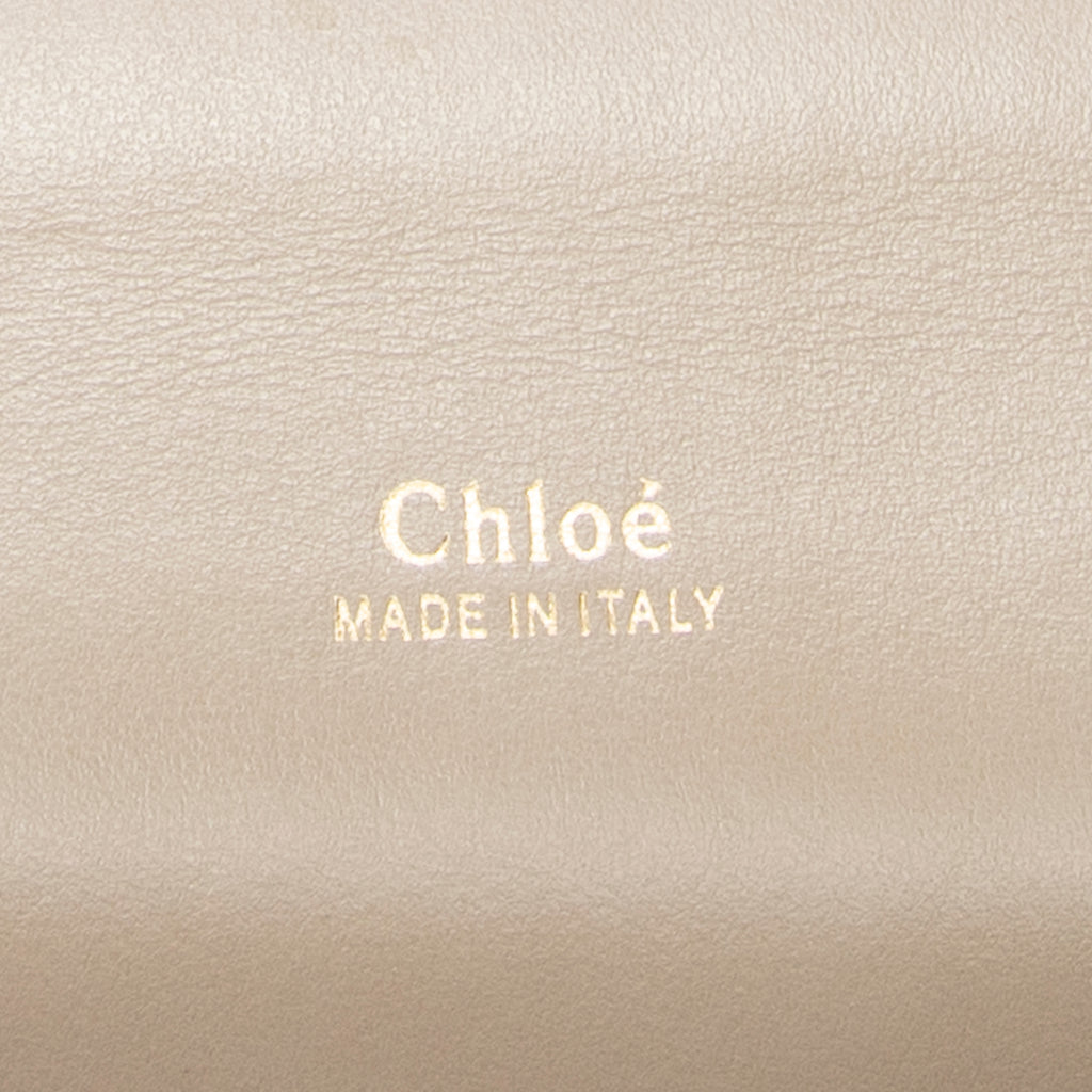 Shoulder Bag Aby Lock Chain Crossbody Taupe Goatskin Leather