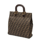 Handbag Vertical Tote Brown Zucca Canvas