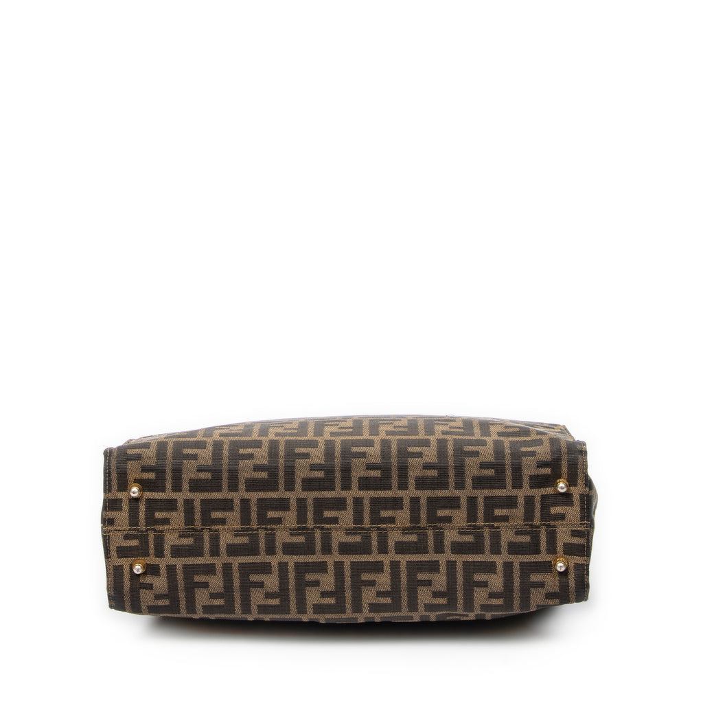 Handbag Vertical Tote Brown Zucca Canvas