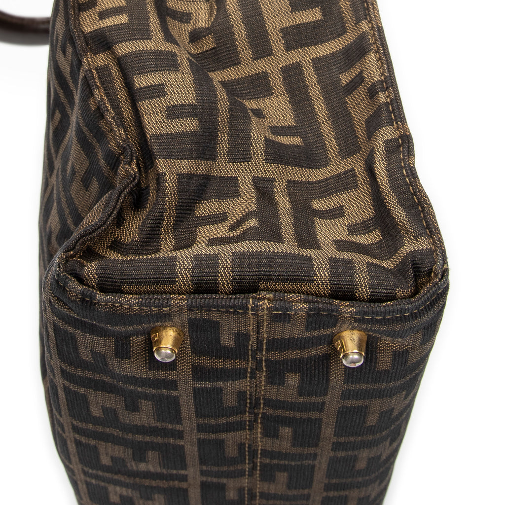 Handbag Vertical Tote Brown Zucca Canvas