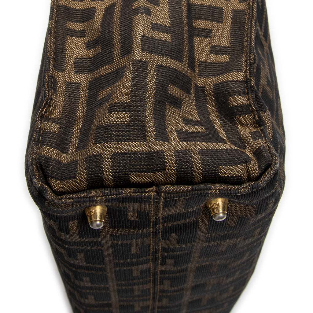 Handbag Vertical Tote Brown Zucca Canvas