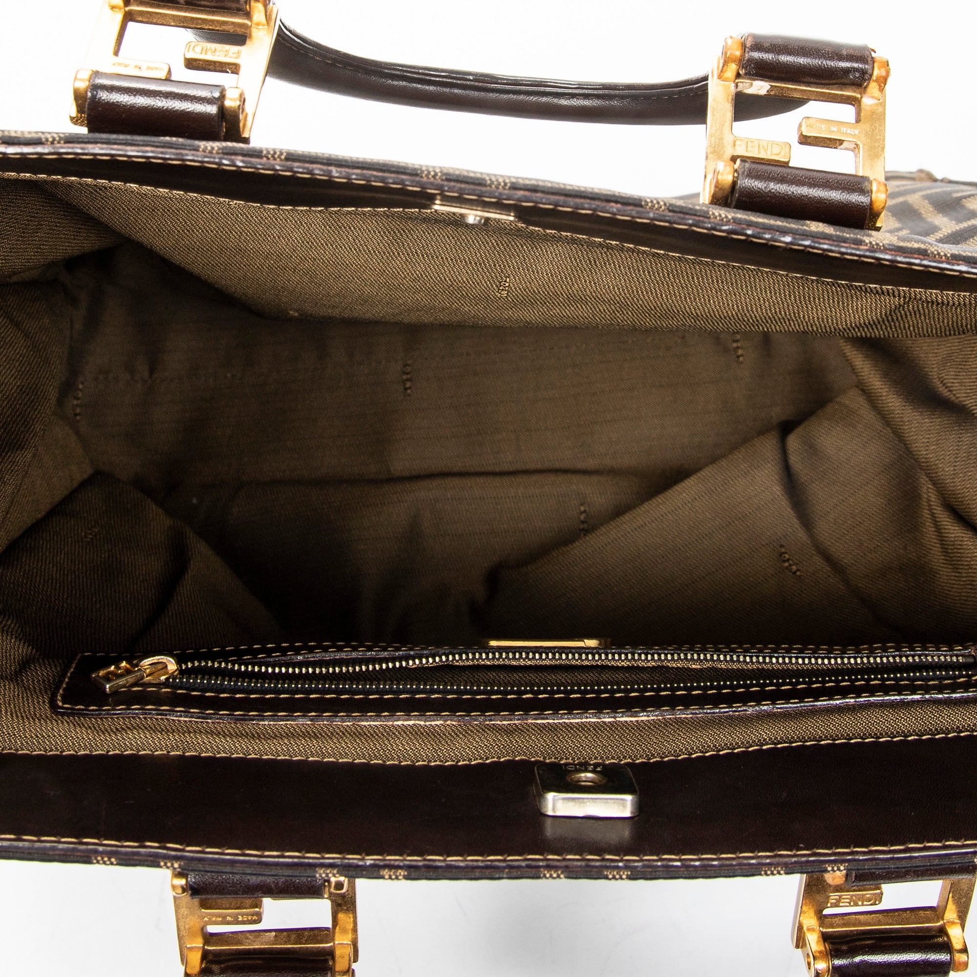 Handbag Vertical Tote Brown Zucca Canvas