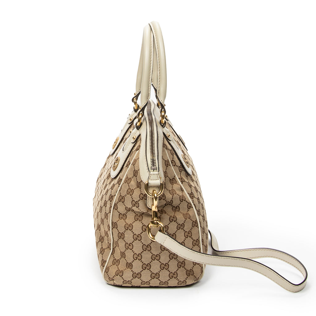 Shoulder Bag Medium Scarlett Top Handle Beige Monogrammed Canvas
