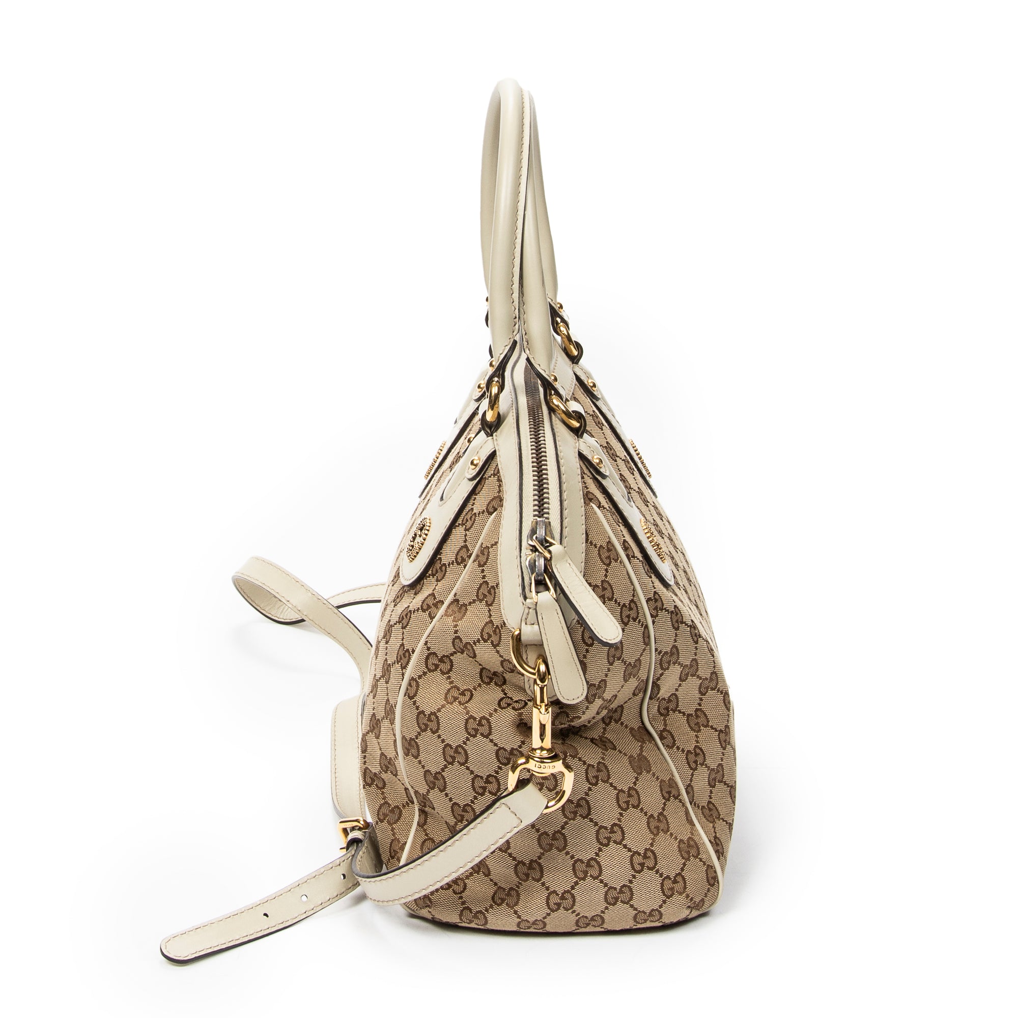 Shoulder Bag Medium Scarlett Top Handle Beige Monogrammed Canvas