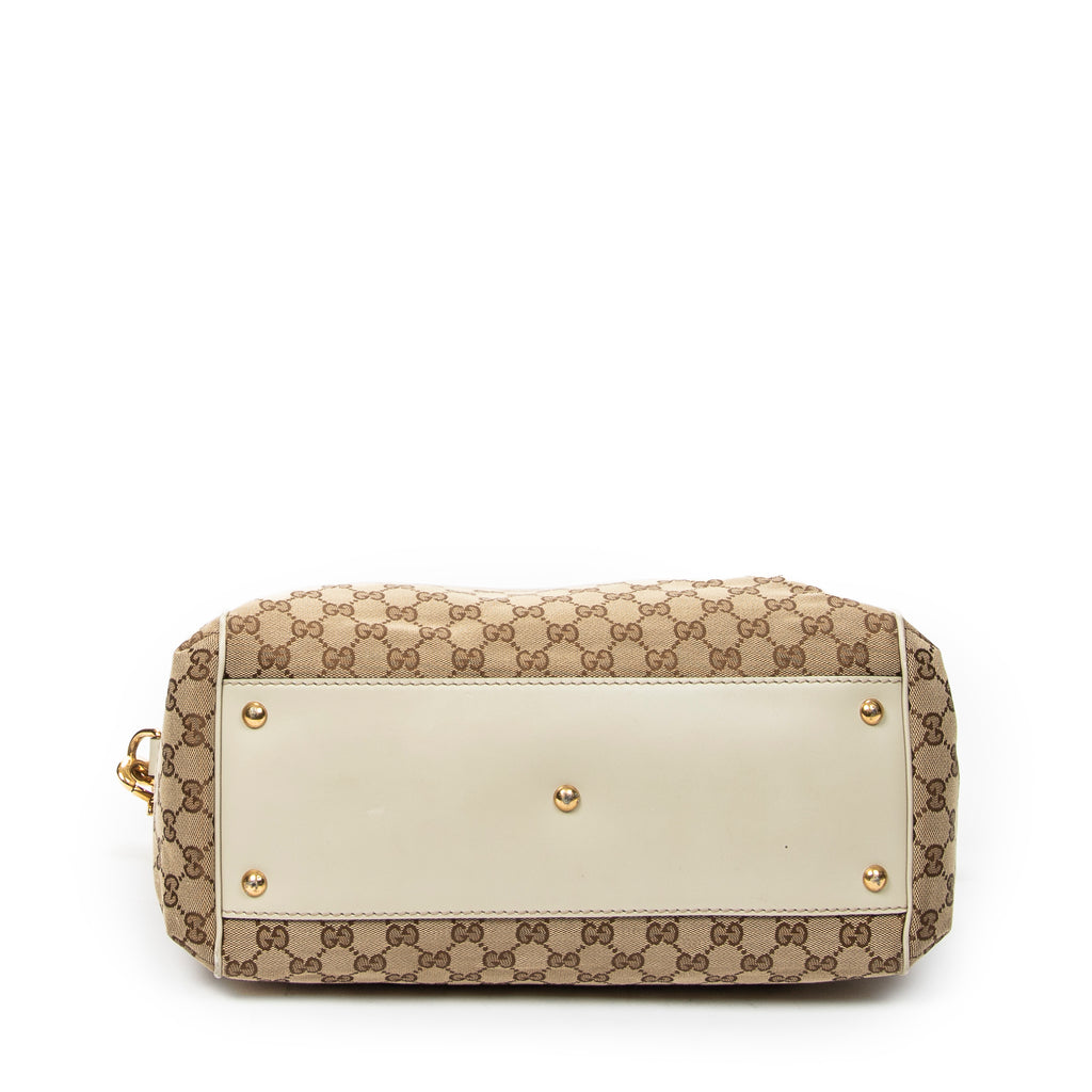 Shoulder Bag Medium Scarlett Top Handle Beige Monogrammed Canvas