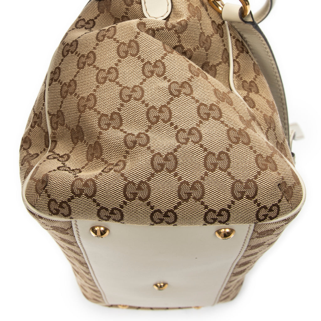 Shoulder Bag Medium Scarlett Top Handle Beige Monogrammed Canvas