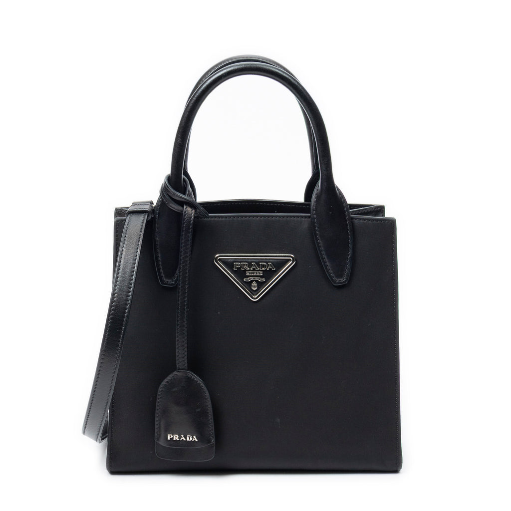 Shoulder Bag Small Square Shopping Tote Black Nylon Canvas