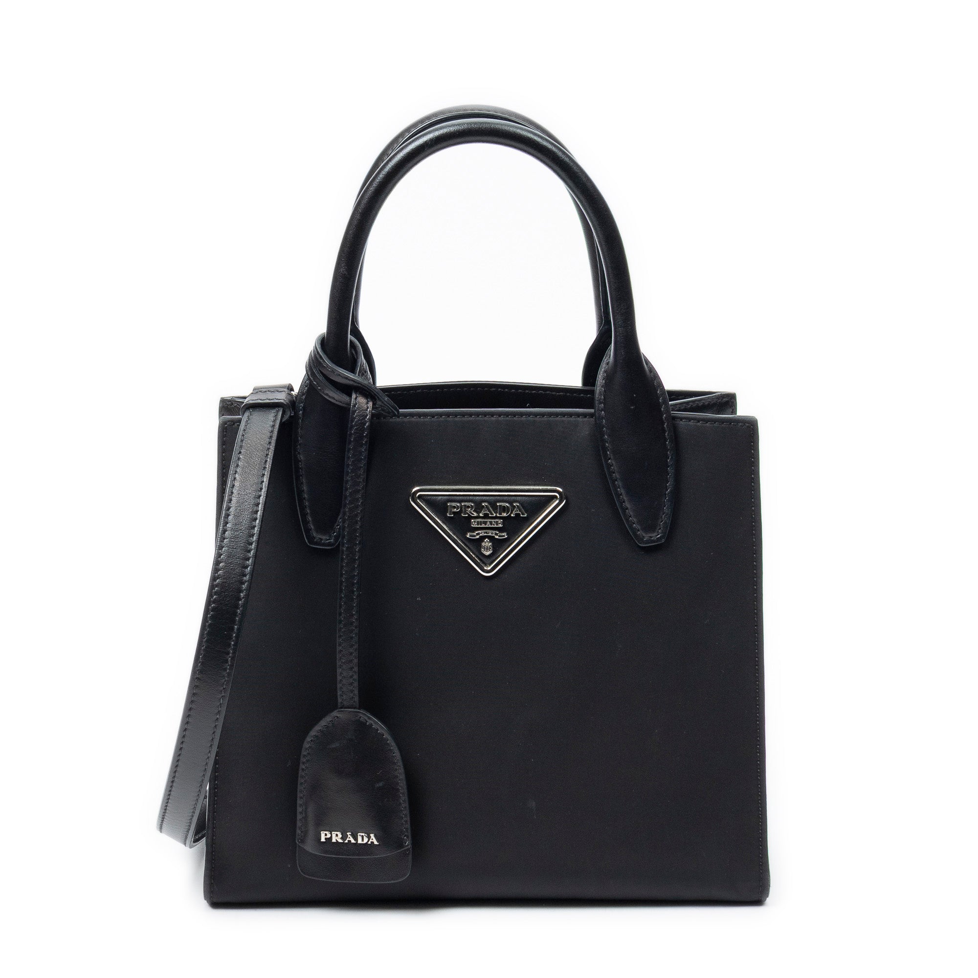 Shoulder Bag Small Square Shopping Tote Black Nylon Canvas