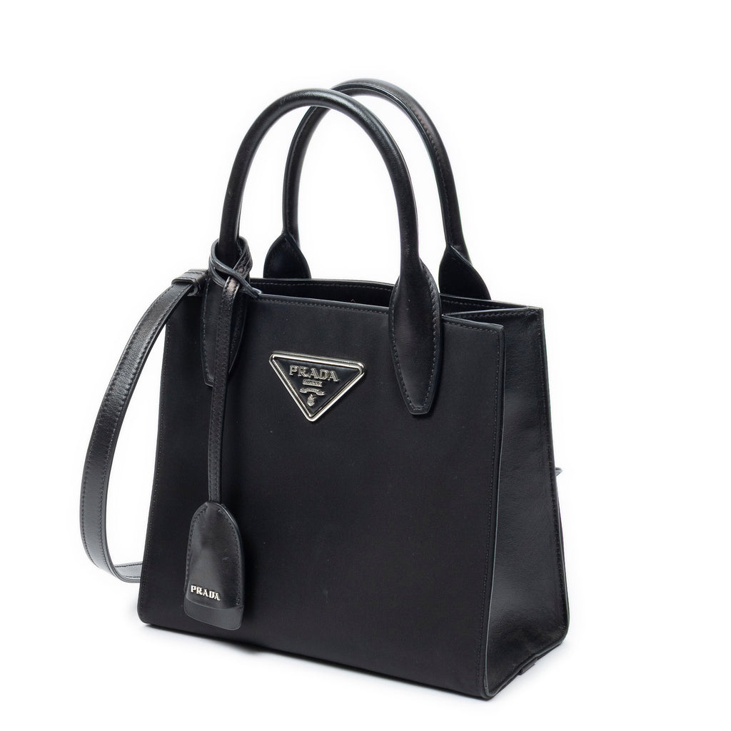 Shoulder Bag Small Square Shopping Tote Black Nylon Canvas