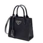 Shoulder Bag Small Square Shopping Tote Black Nylon Canvas