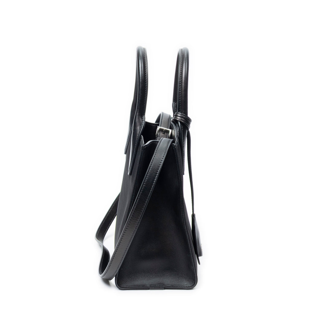 Shoulder Bag Small Square Shopping Tote Black Nylon Canvas