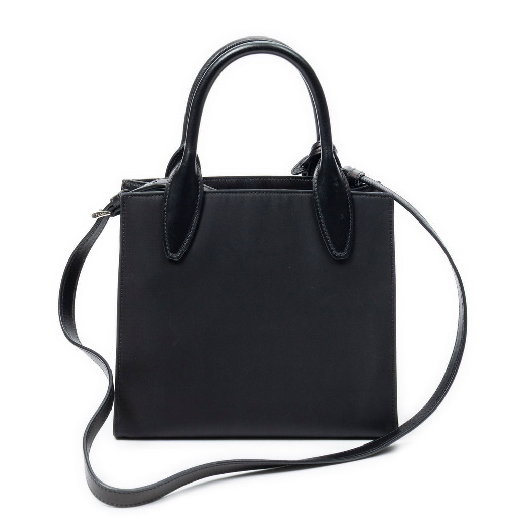 Shoulder Bag Small Square Shopping Tote Black Nylon Canvas