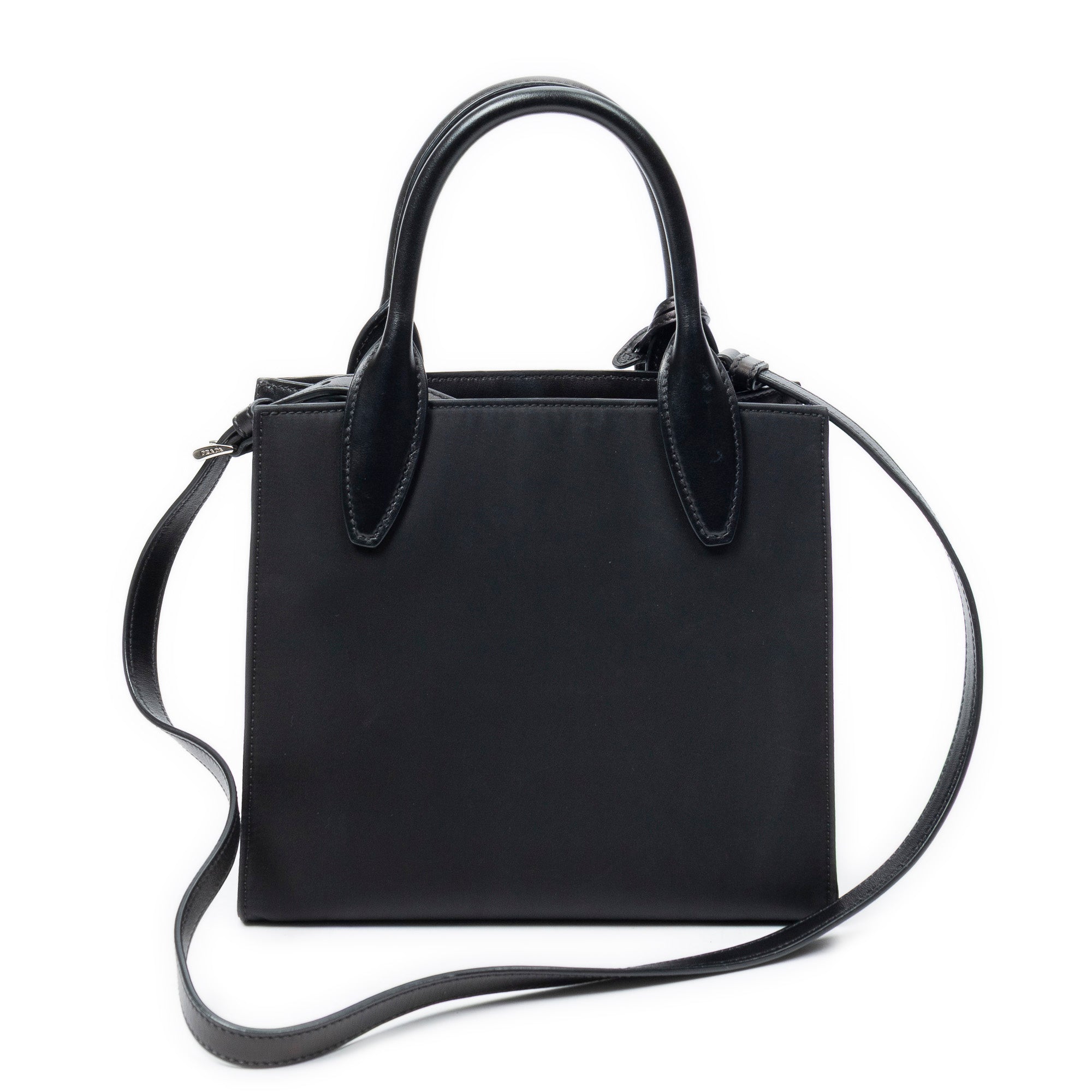 Shoulder Bag Small Square Shopping Tote Black Nylon Canvas