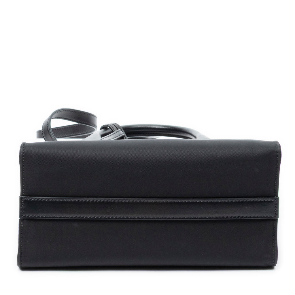 Shoulder Bag Small Square Shopping Tote Black Nylon Canvas
