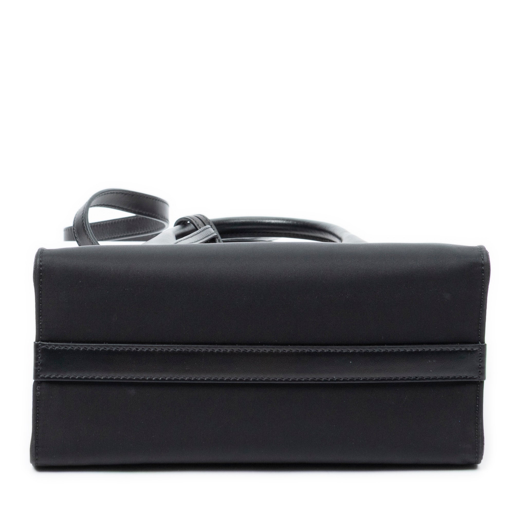 Shoulder Bag Small Square Shopping Tote Black Nylon Canvas