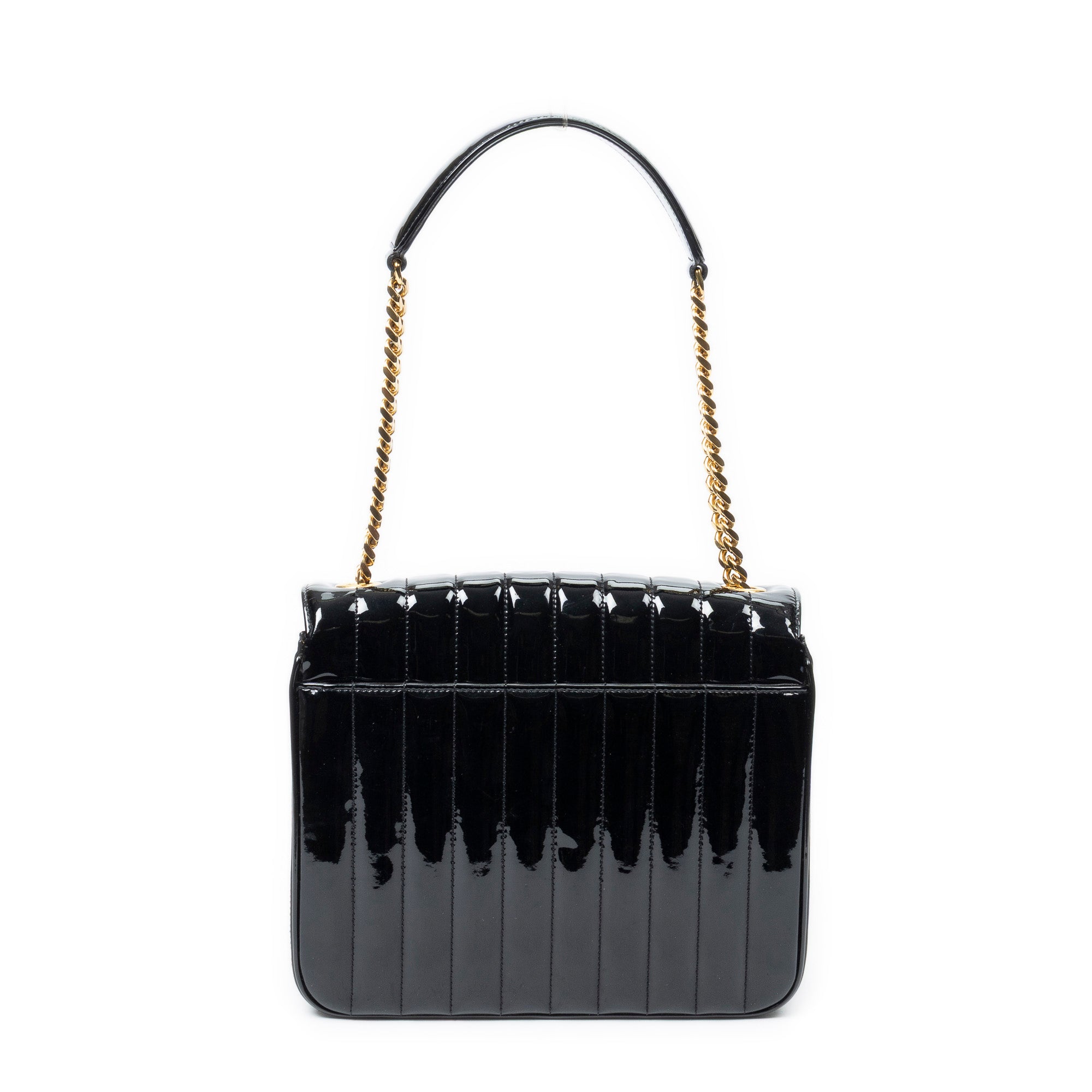 Shoulder Bag Large Vicky Chain Crossbody Black Vertical Quilted Patent Leather