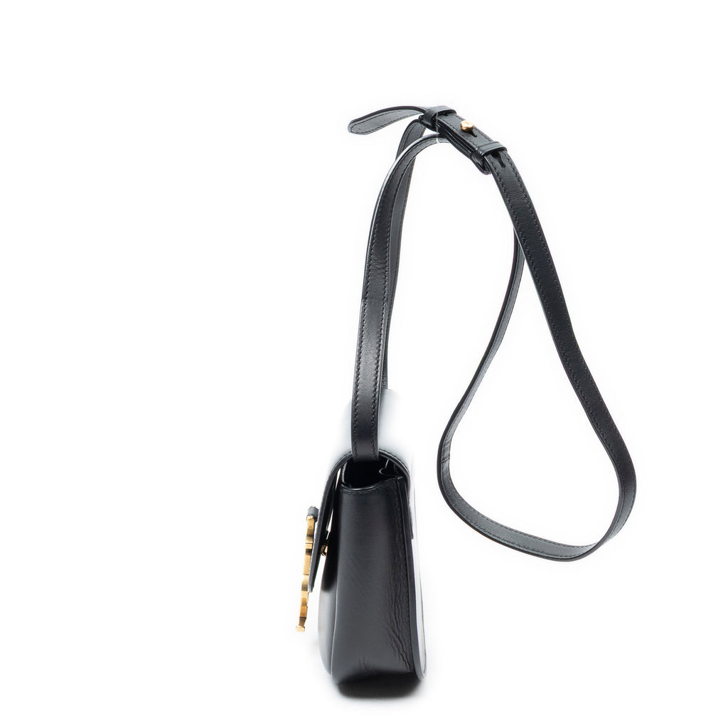 Shoulder Bag Small Kaia Crossbody Black Calfskin Leather