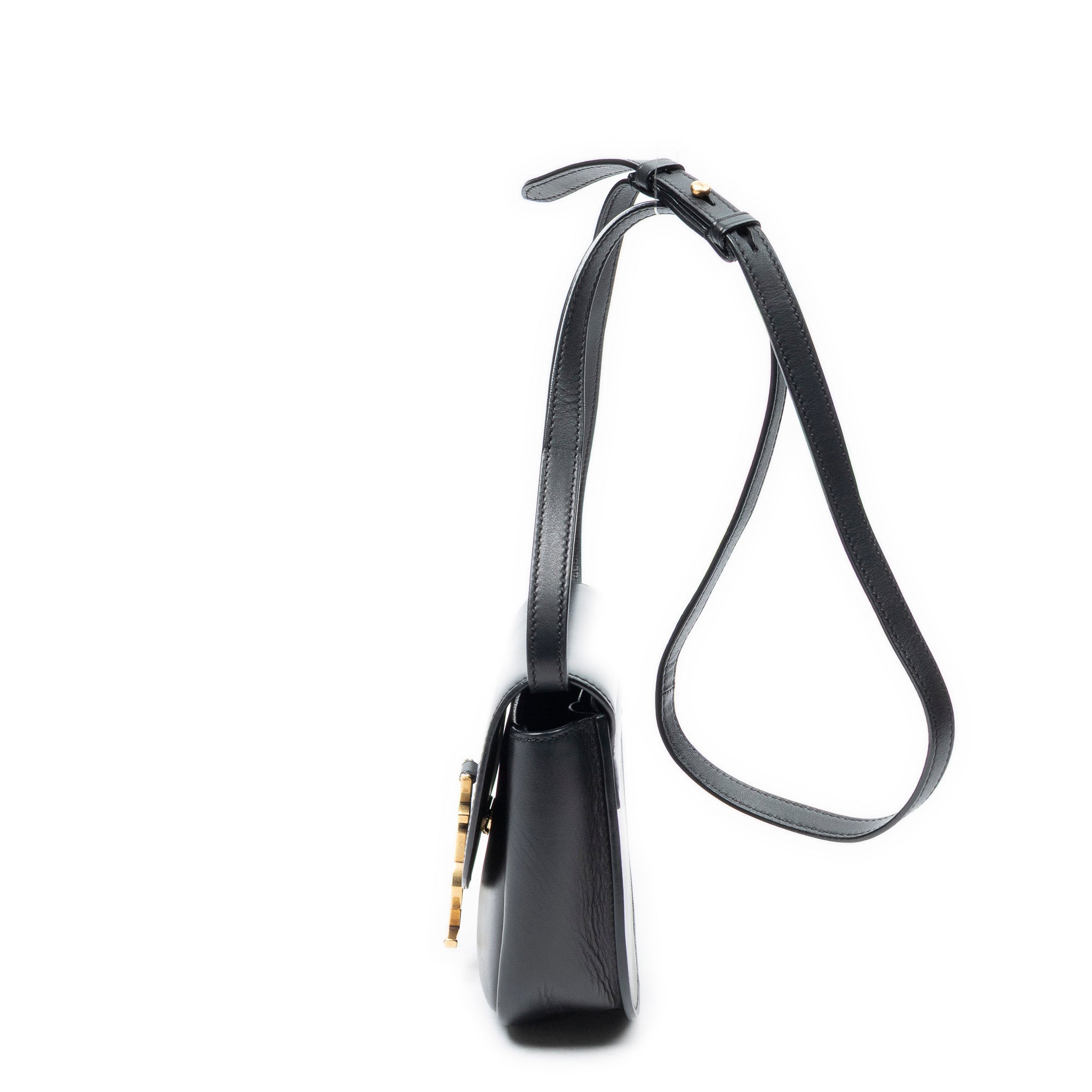 Shoulder Bag Small Kaia Crossbody Black Calfskin Leather