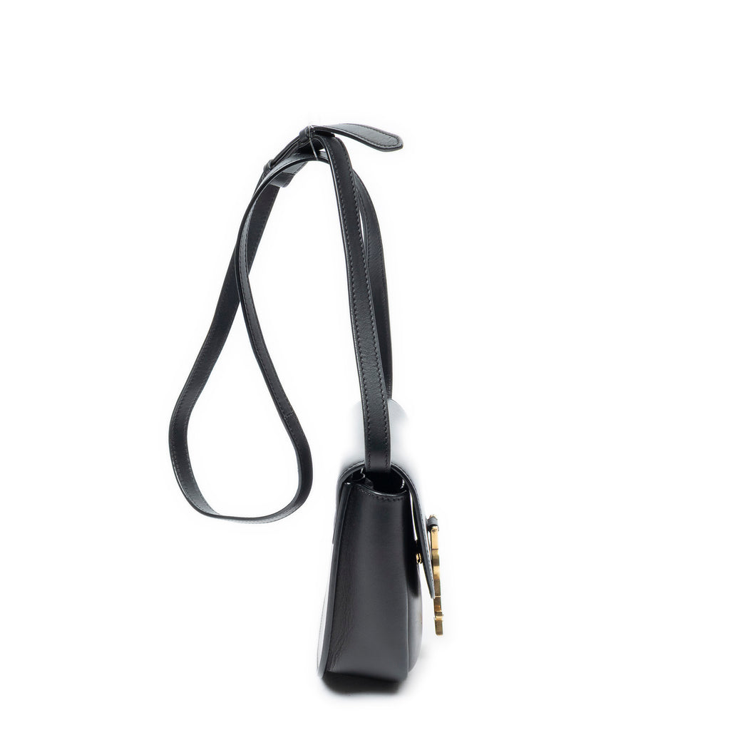 Shoulder Bag Small Kaia Crossbody Black Calfskin Leather