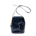 Shoulder Bag Vintage Drawstring Crossbody Navy Smooth Calfskin Leather