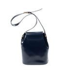 Shoulder Bag Vintage Drawstring Crossbody Navy Smooth Calfskin Leather