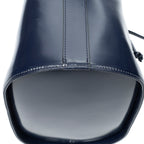 Shoulder Bag Vintage Drawstring Crossbody Navy Smooth Calfskin Leather
