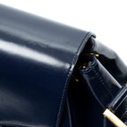 Shoulder Bag Vintage Drawstring Crossbody Navy Smooth Calfskin Leather