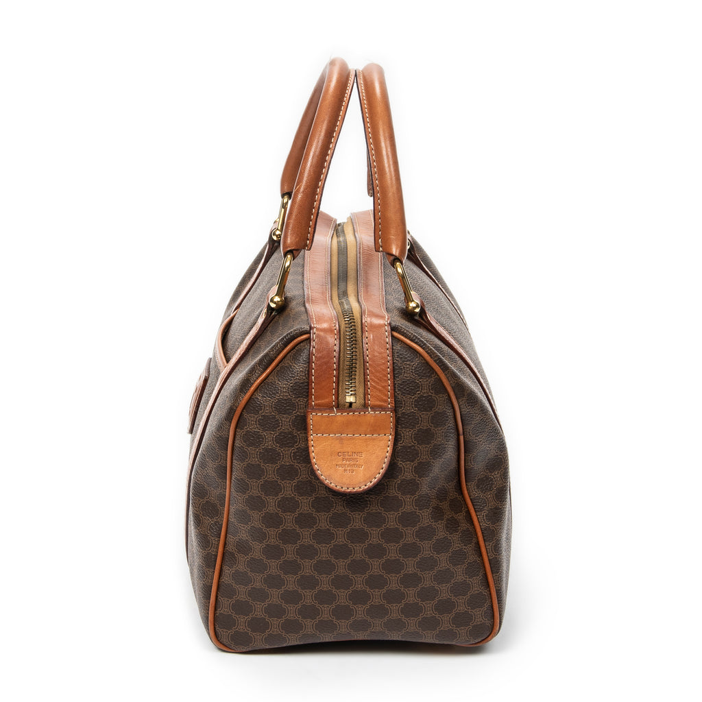 Handbag Vintage Small Boston Brown Macadam Coated Canvas