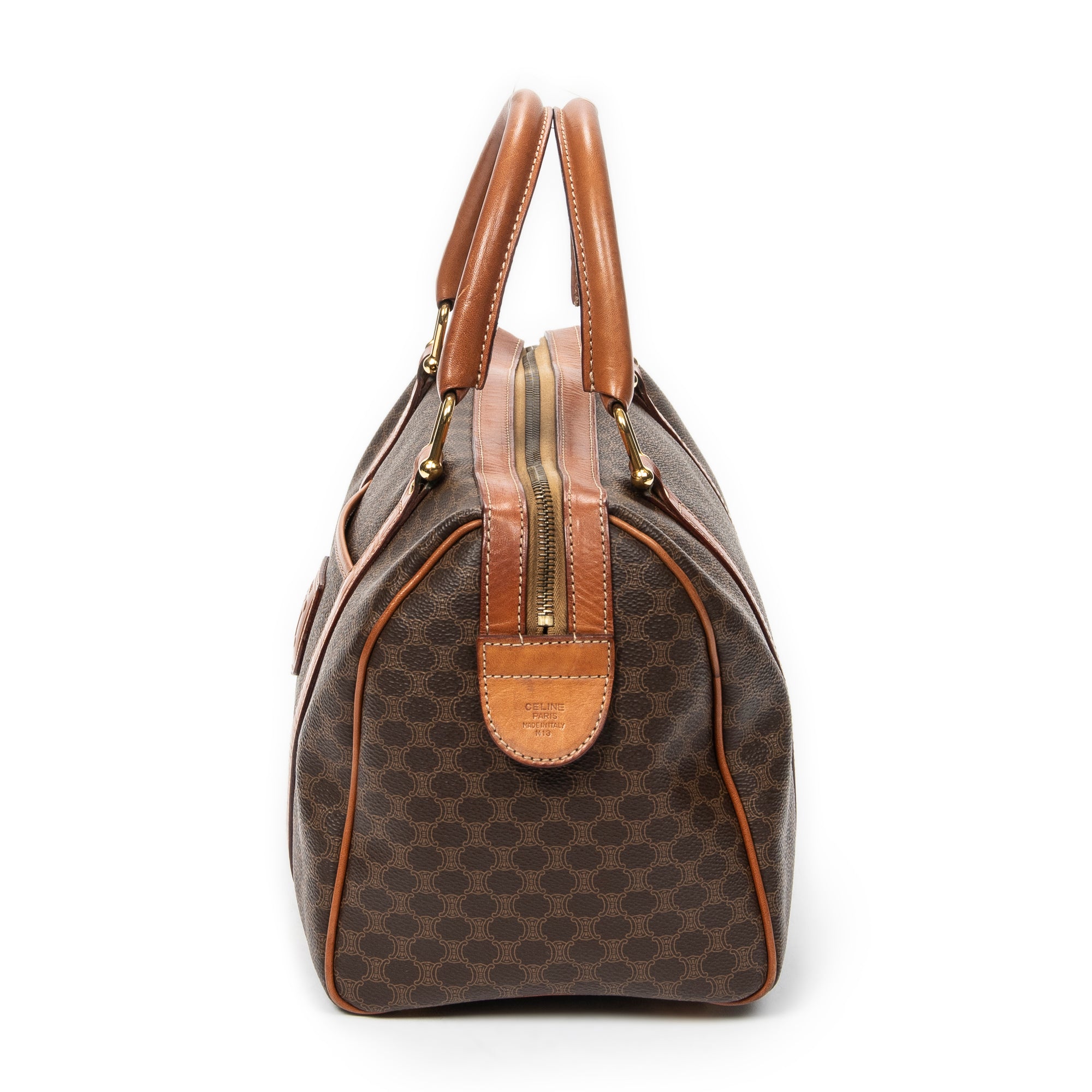 Handbag Vintage Small Boston Brown Macadam Coated Canvas