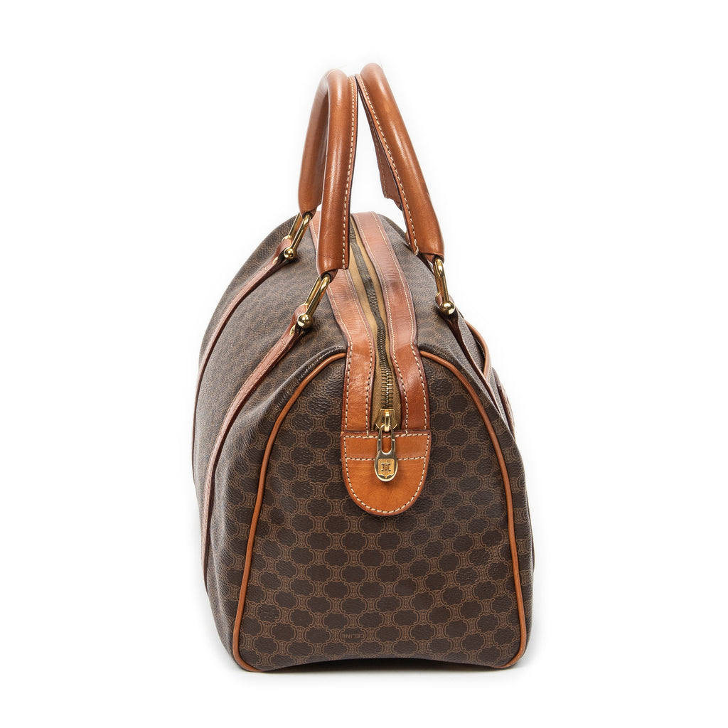 Handbag Vintage Small Boston Brown Macadam Coated Canvas