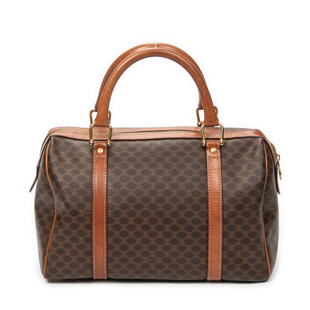 Handbag Vintage Small Boston Brown Macadam Coated Canvas