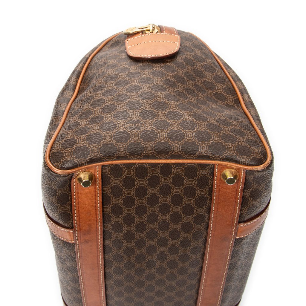 Handbag Vintage Small Boston Brown Macadam Coated Canvas