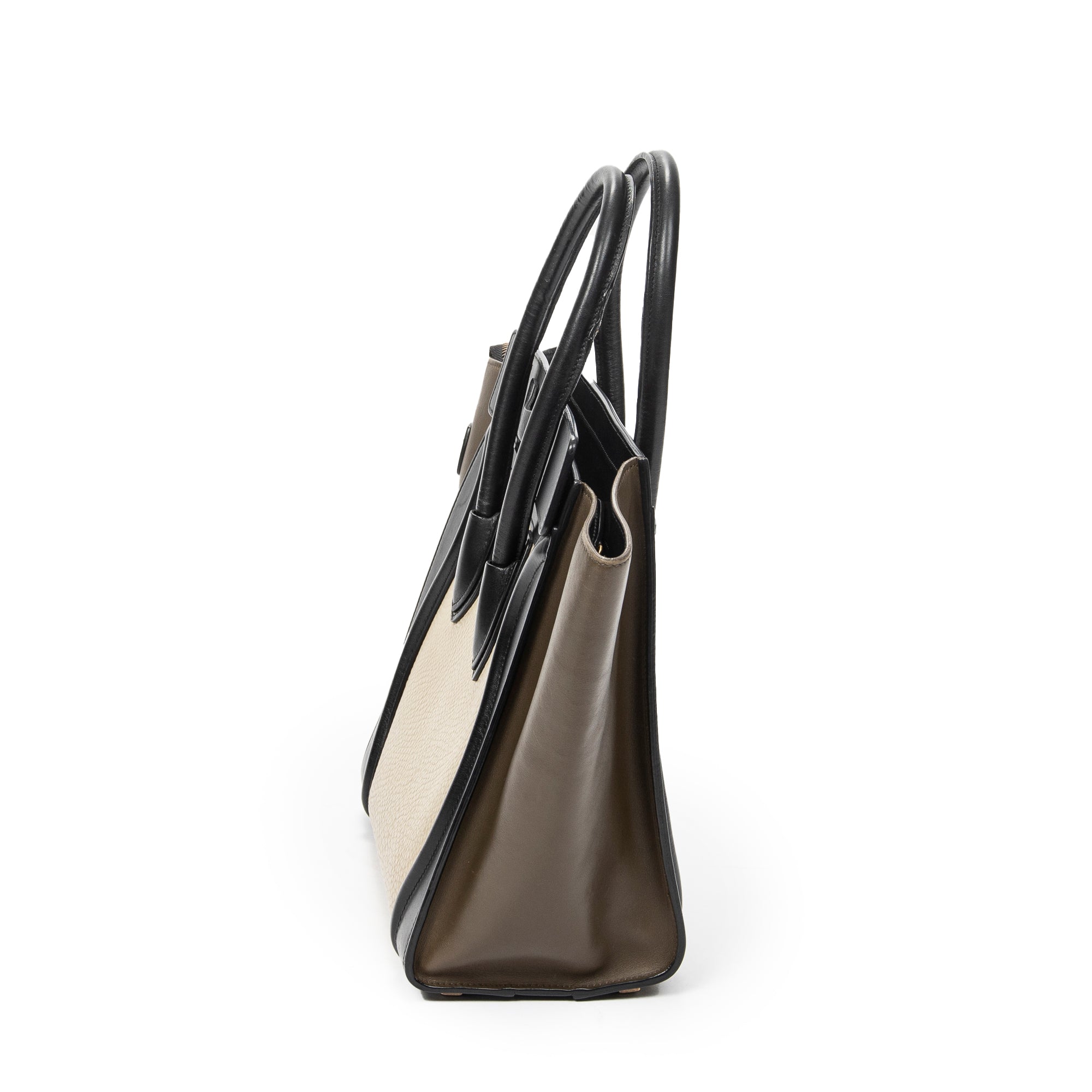 Handbag Micro Luggage Black Calfskin Leather