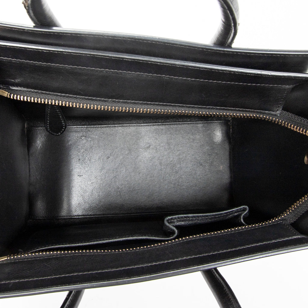 Handbag Micro Luggage Black Calfskin Leather