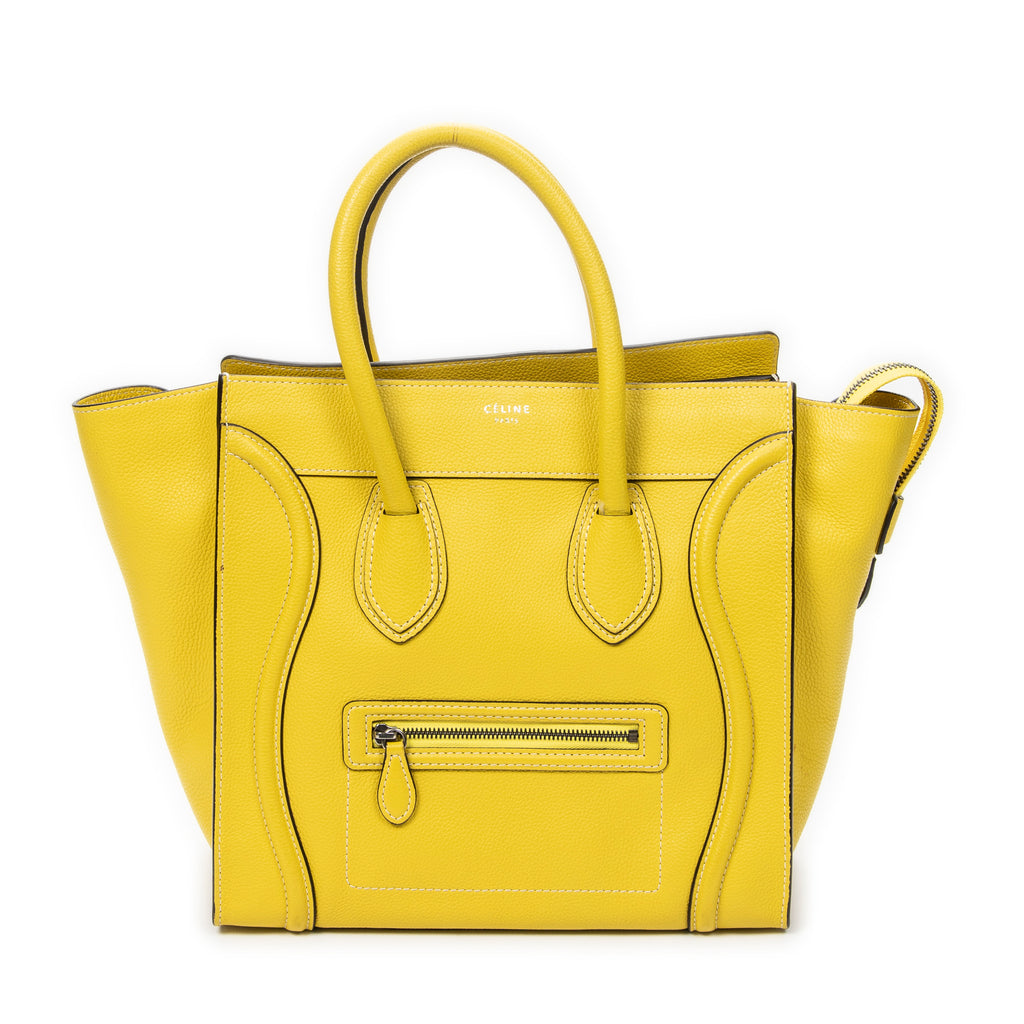 Shoulder Bag Mini Luggage Yellow Grained Calfskin Leather