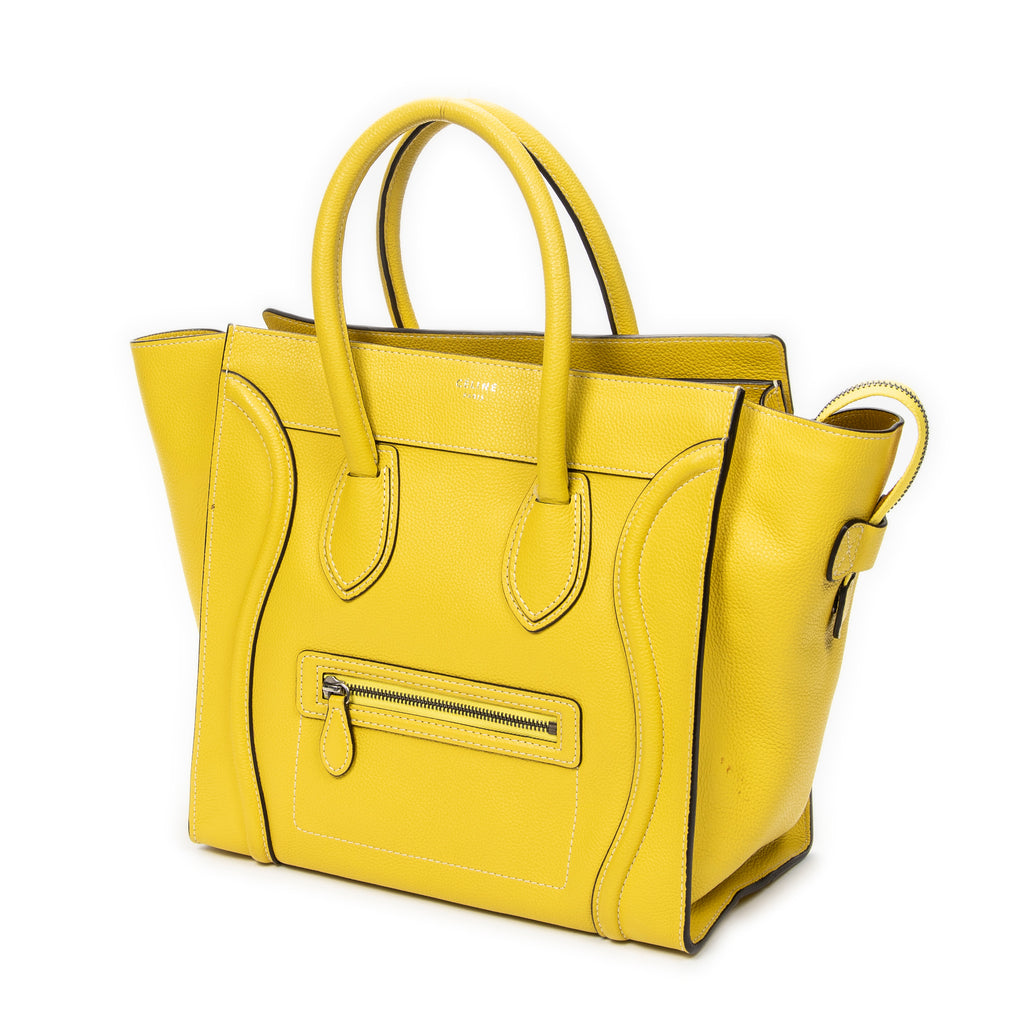 Shoulder Bag Mini Luggage Yellow Grained Calfskin Leather