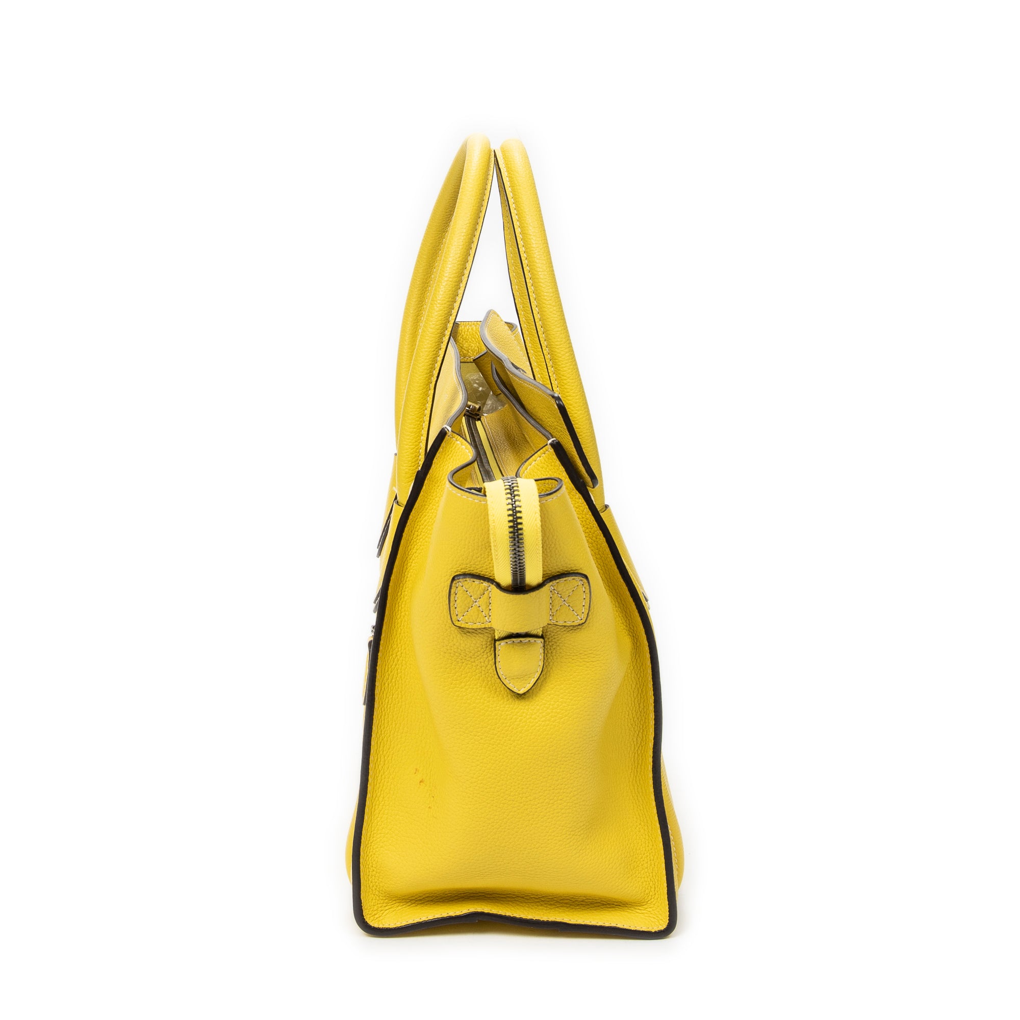 Shoulder Bag Mini Luggage Yellow Grained Calfskin Leather