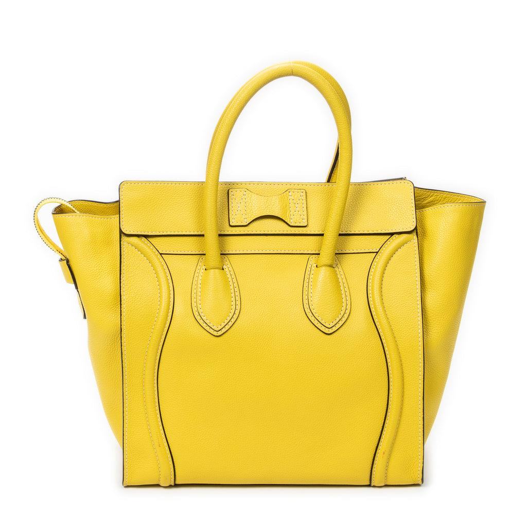 Shoulder Bag Mini Luggage Yellow Grained Calfskin Leather