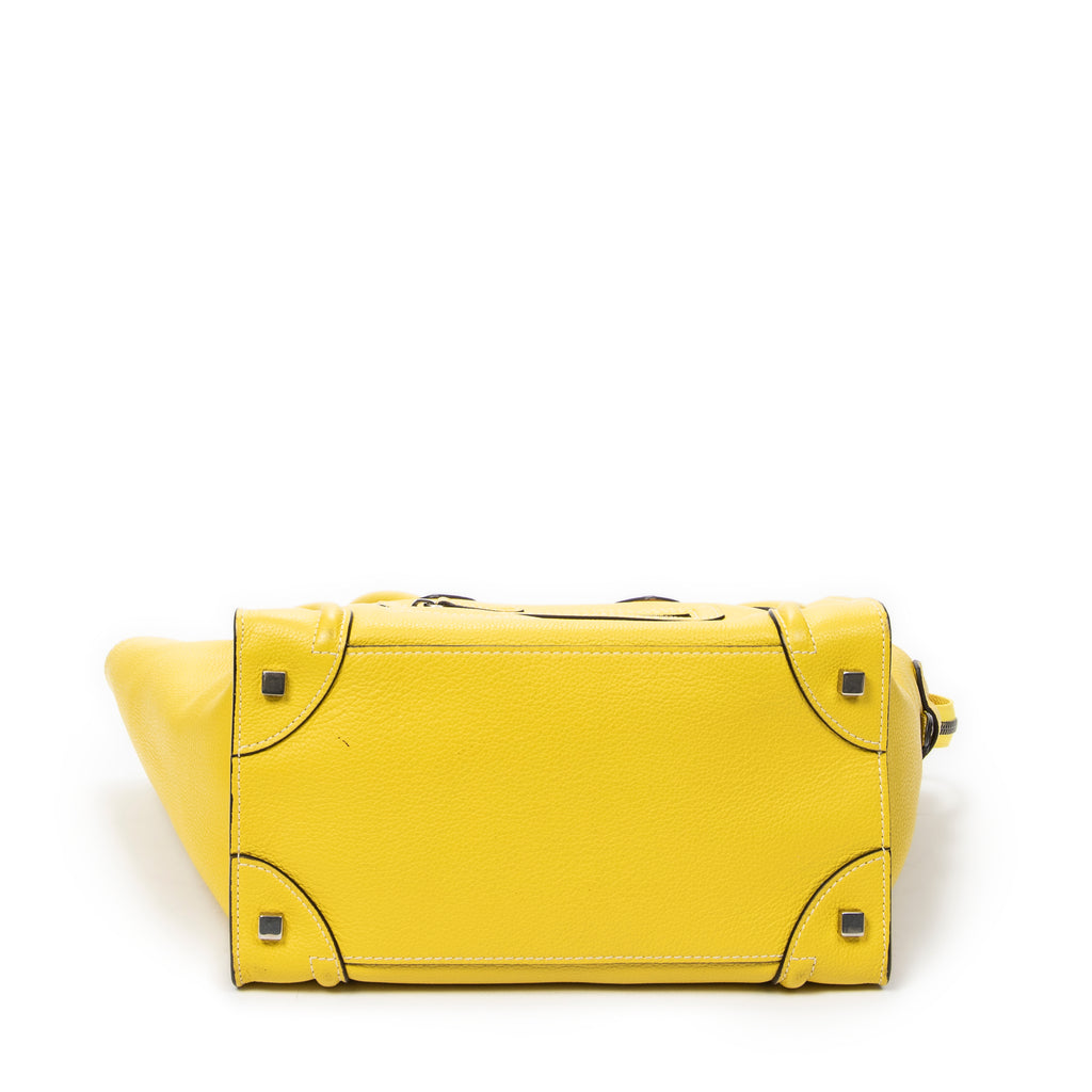Shoulder Bag Mini Luggage Yellow Grained Calfskin Leather