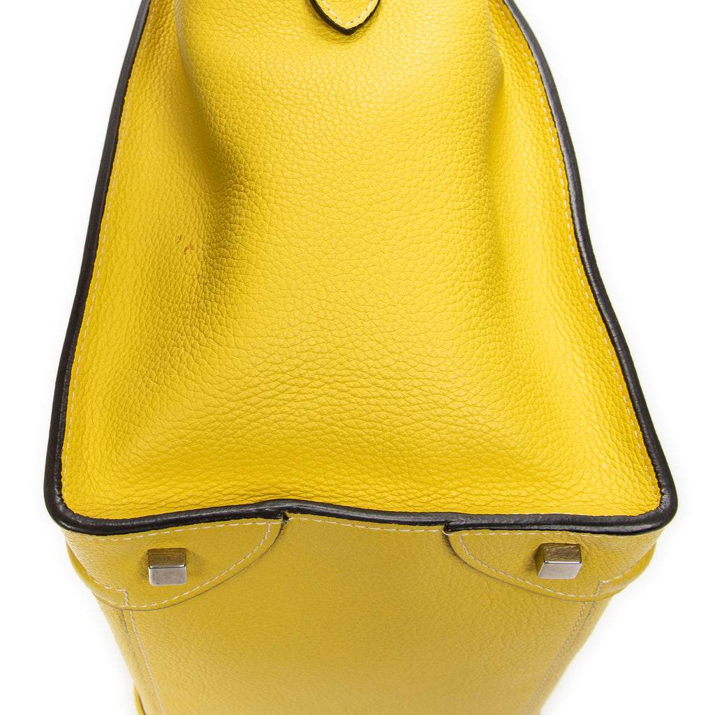 Shoulder Bag Mini Luggage Yellow Grained Calfskin Leather