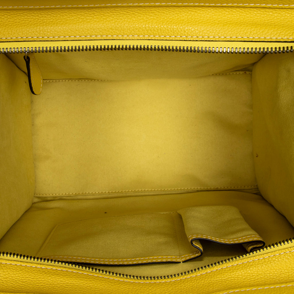 Shoulder Bag Mini Luggage Yellow Grained Calfskin Leather