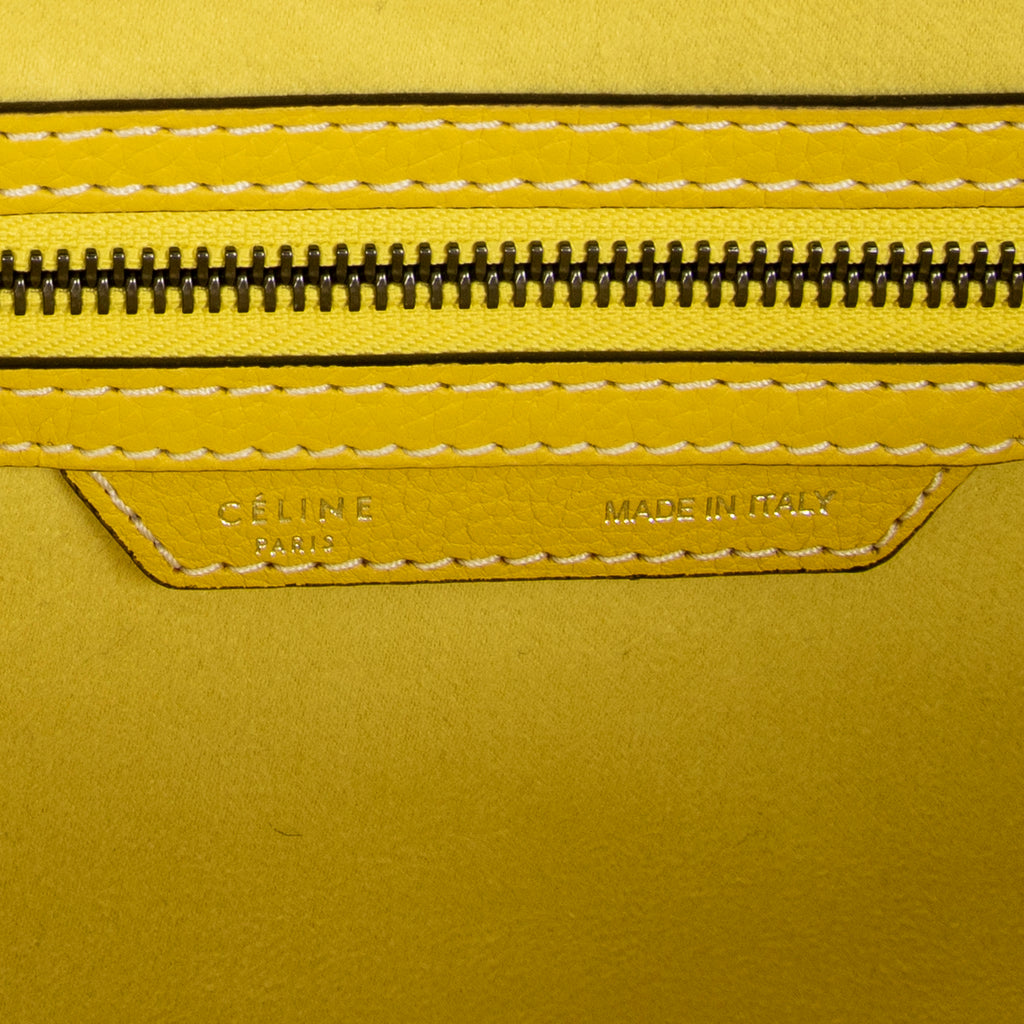 Shoulder Bag Mini Luggage Yellow Grained Calfskin Leather