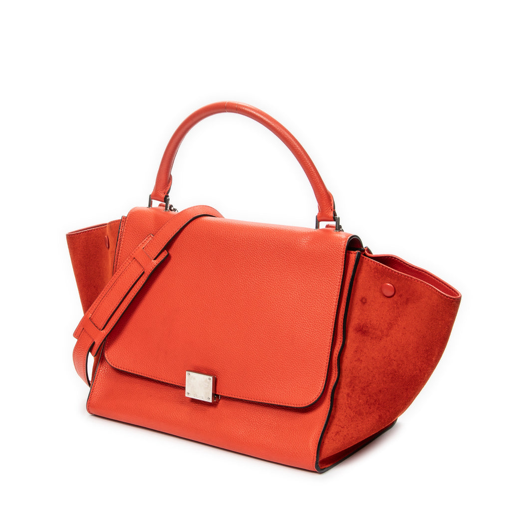 Shoulder Bag Medium Trapeze Red Grained Calfskin Leather
