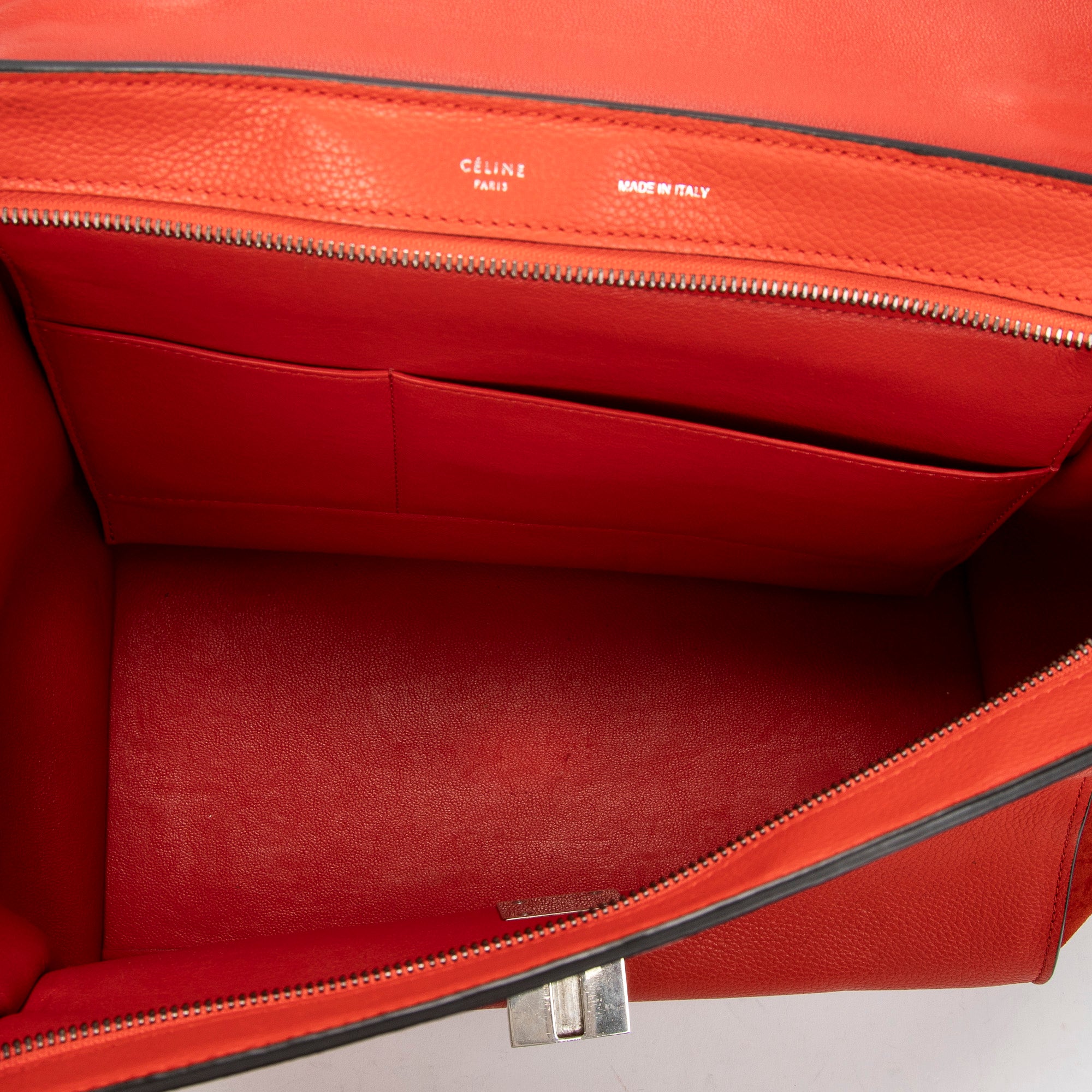 Shoulder Bag Medium Trapeze Red Grained Calfskin Leather