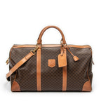 Travel Bag Vintage Large Travel Boston Brown Macadam Coated Canvas