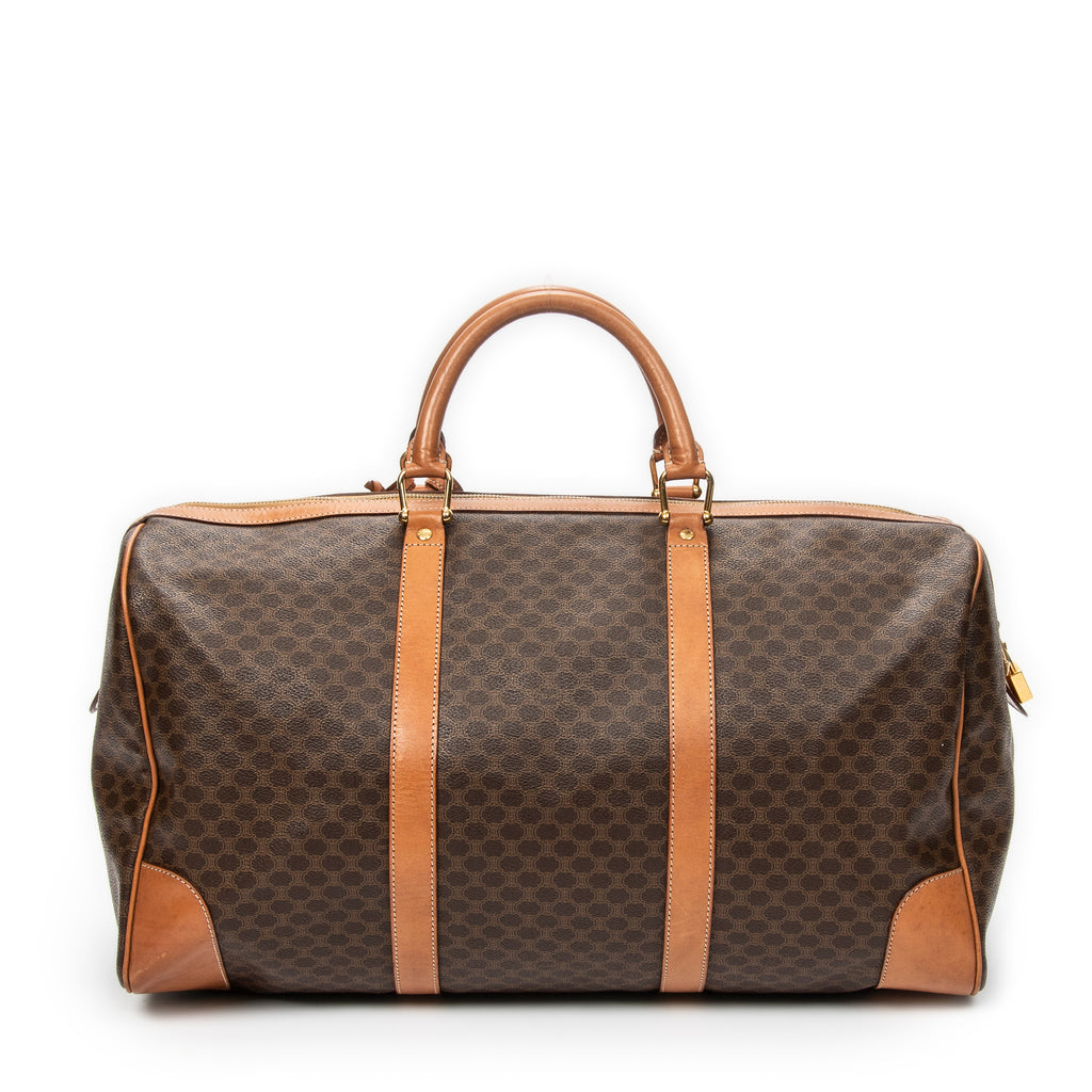 Travel Bag Vintage Large Travel Boston Brown Macadam Coated Canvas