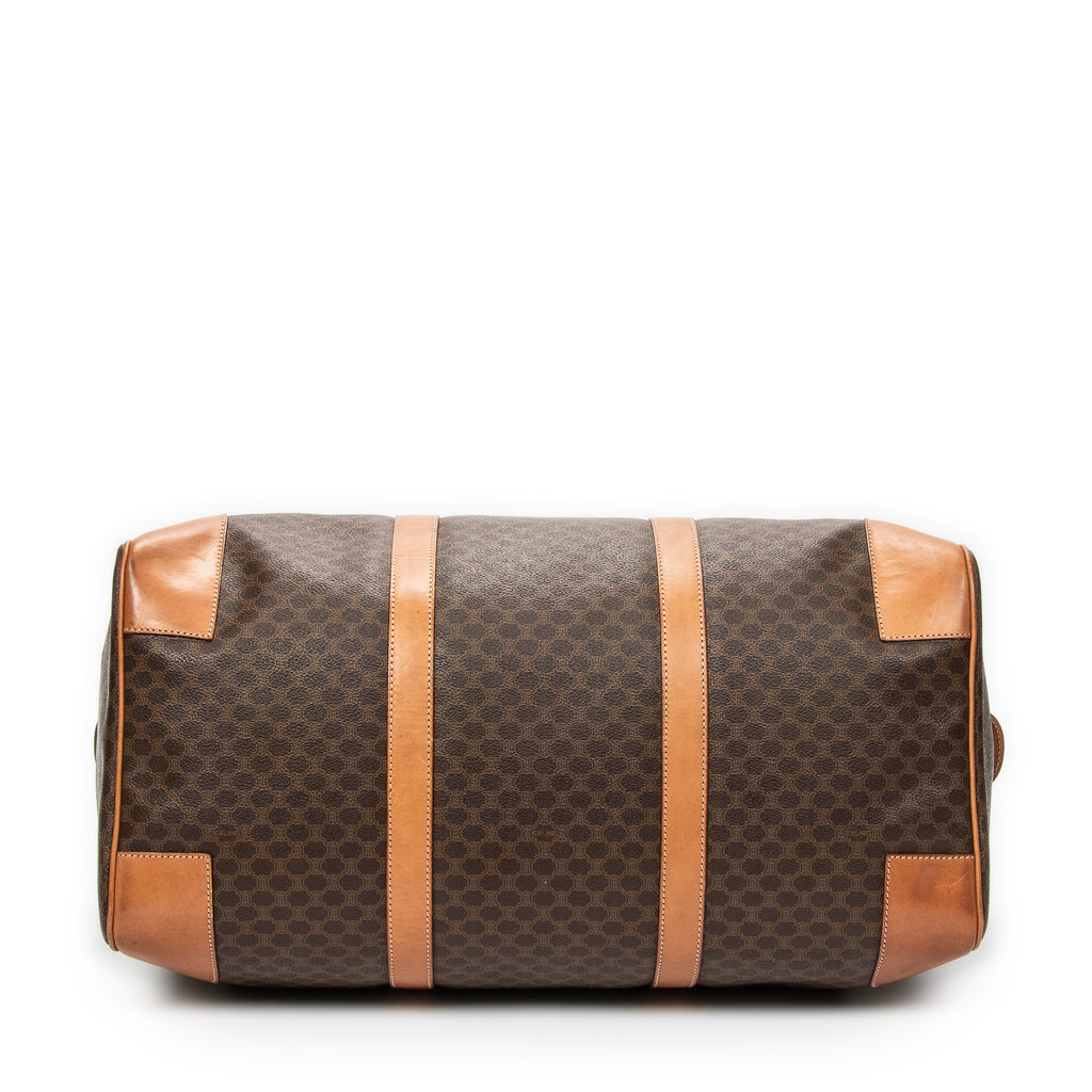 Travel Bag Vintage Large Travel Boston Brown Macadam Coated Canvas