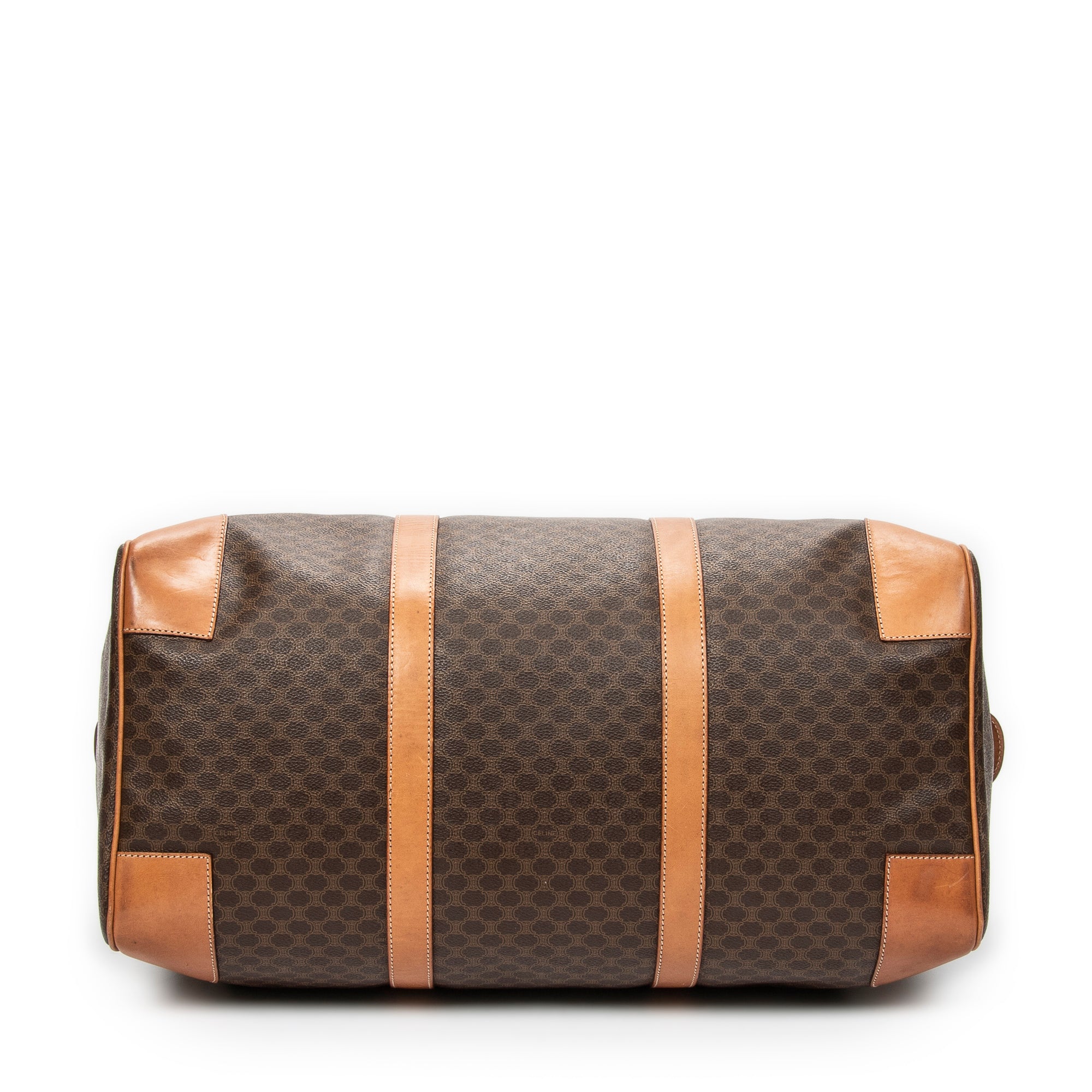 Travel Bag Vintage Large Travel Boston Brown Macadam Coated Canvas